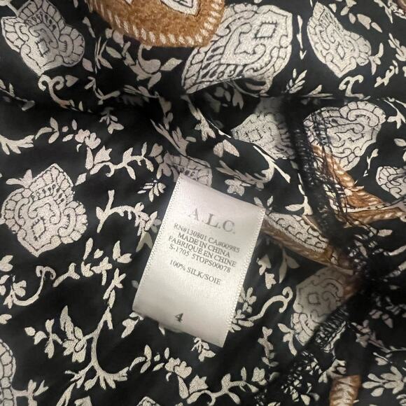 A.L.C Lox Neutral Printed Silk Top Size 4 - Picture 7 of 9